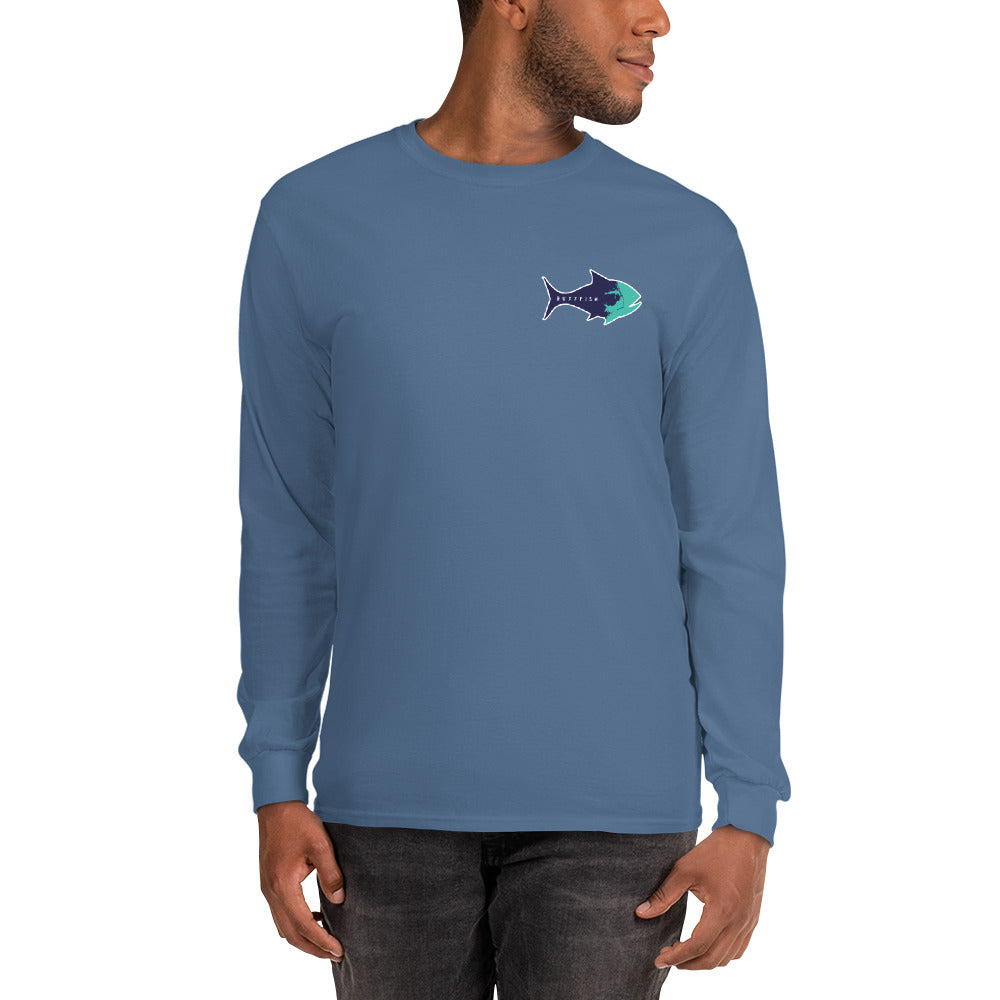Long Sleeve Surf Buzzfishing Tee Navy Print