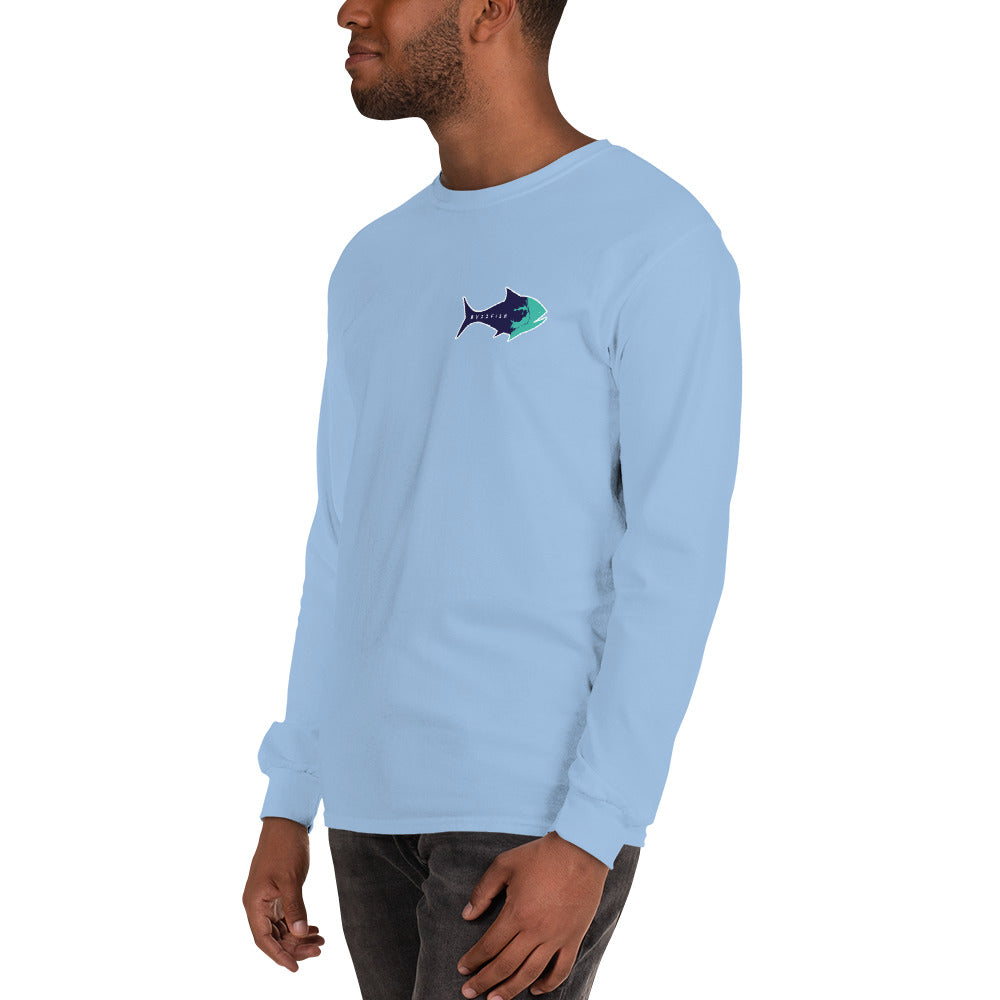 Long Sleeve Surf Buzzfishing Tee Navy Print