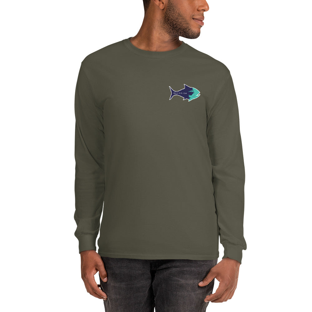Long Sleeve Surf Buzzfishing Tee Navy Print