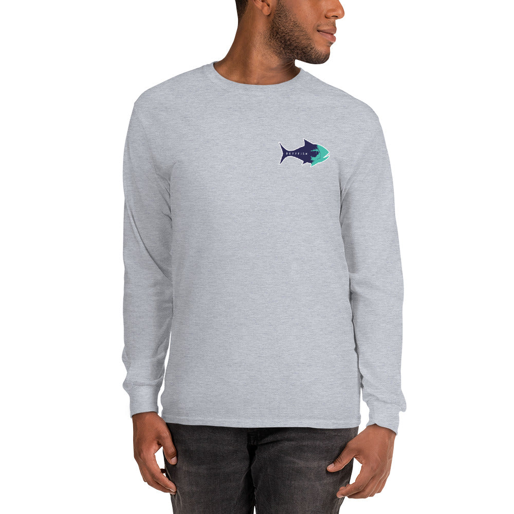 Long Sleeve Surf Buzzfishing Tee Navy Print