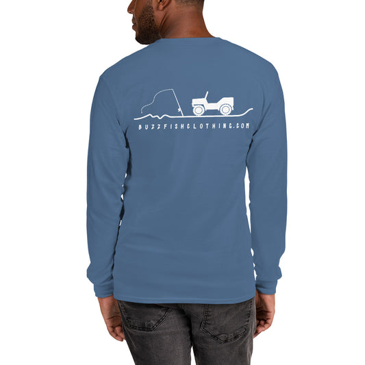 Long Sleeve Surf Buzzfishing Tee White Print