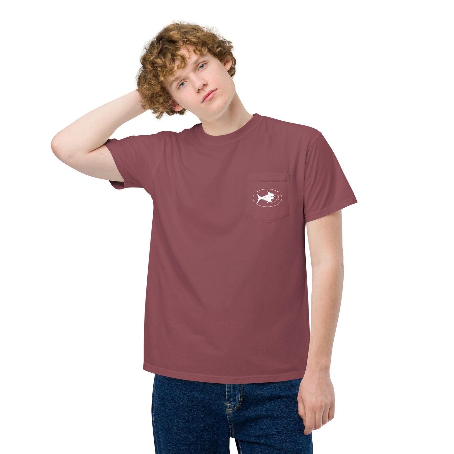 All white logo pocket Tee