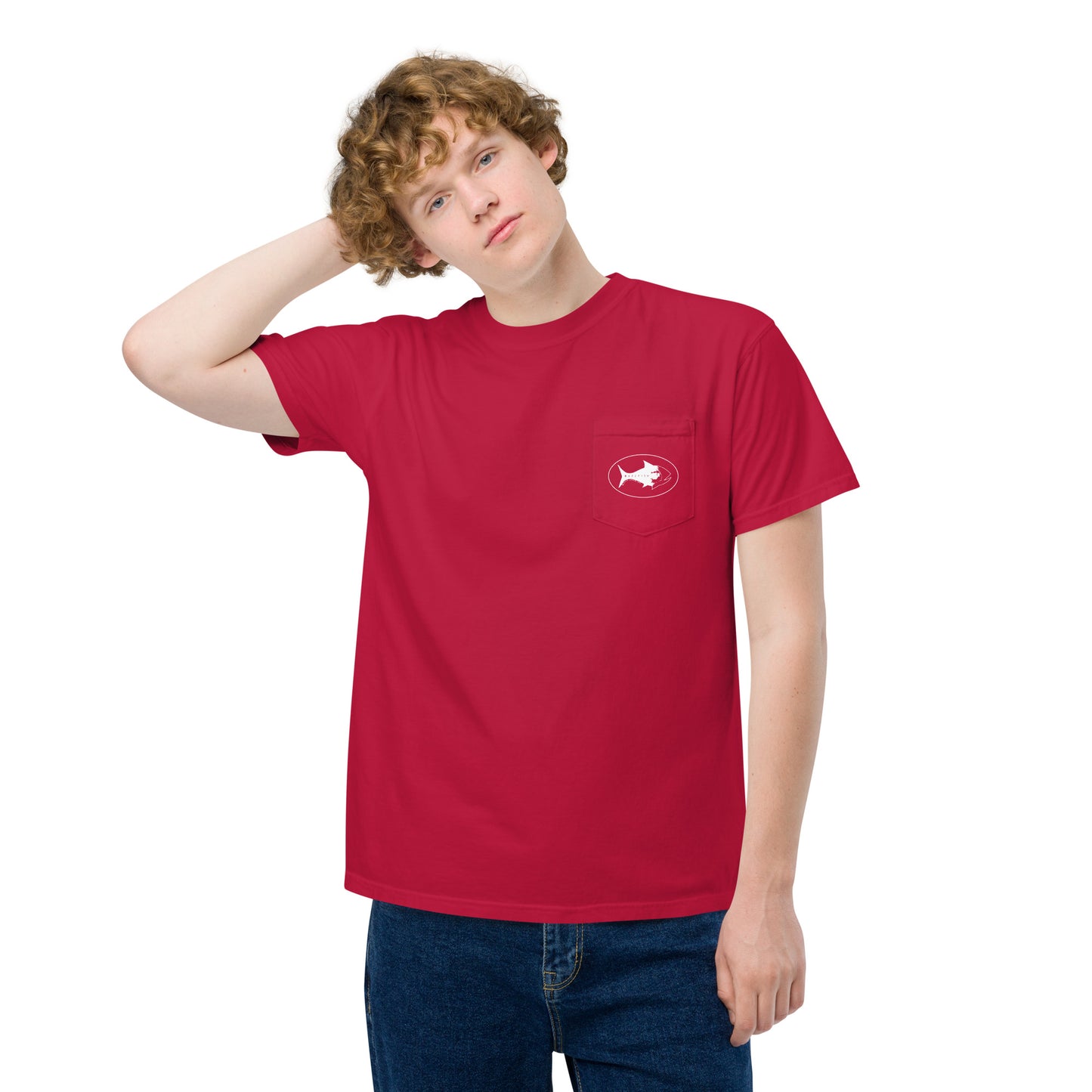 All white logo pocket Tee