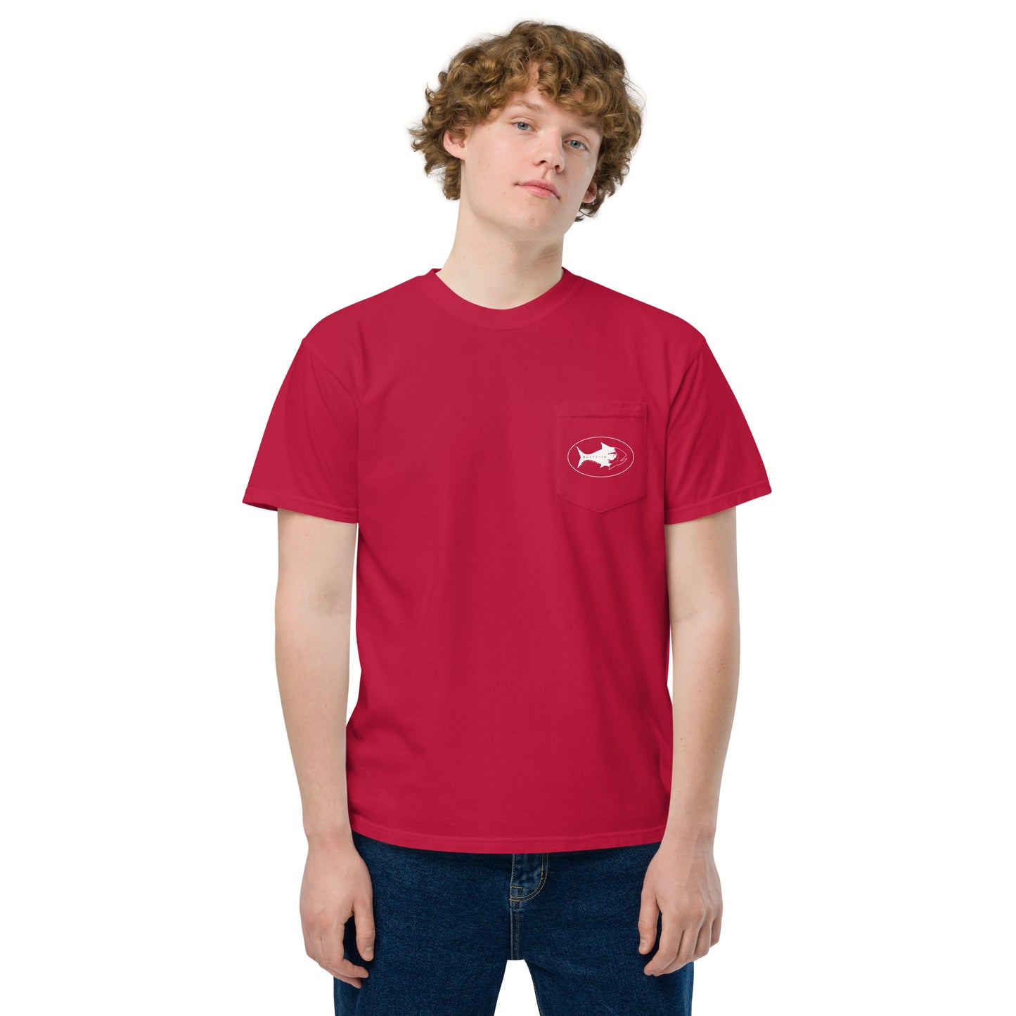 All white logo pocket Tee