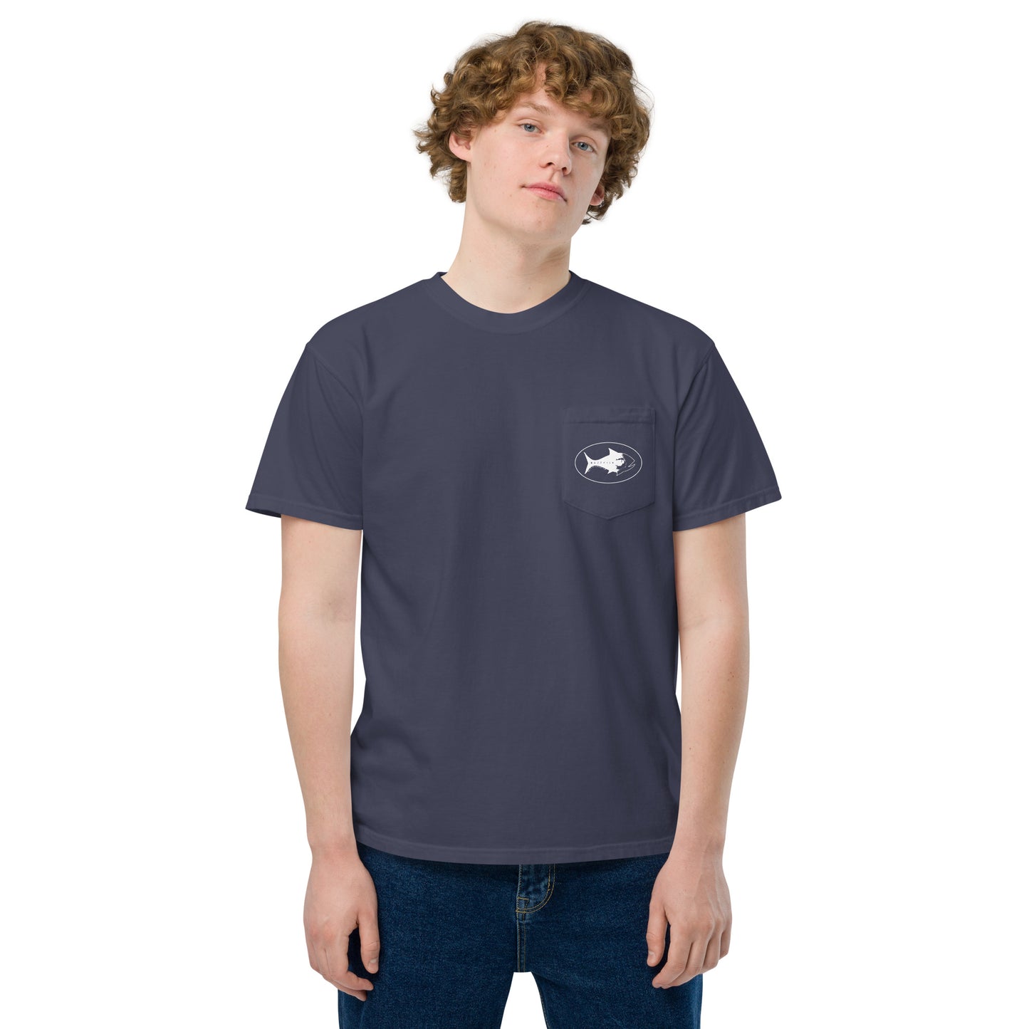 All white logo pocket Tee