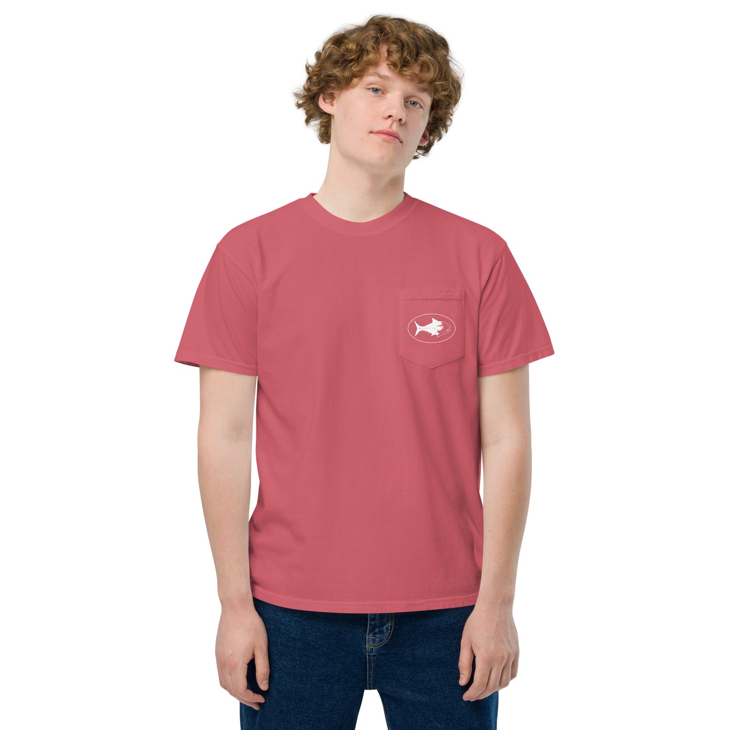 All white logo pocket Tee